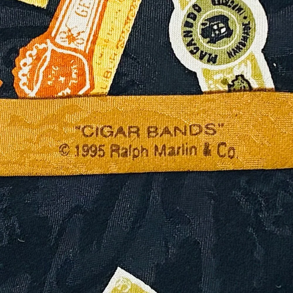 Vintage Ralph Marlin/RM Style Cigar Band Silk Necktie - NWT